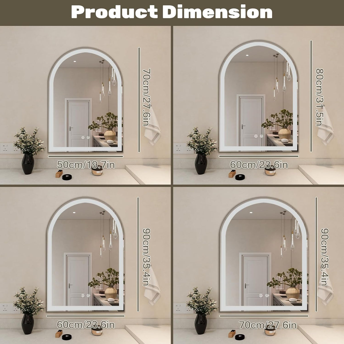Simple Deluxe 24x32 inch Arched Mirror for Bathroom Vanity Mirror or Wall Decor, Arch Mirror Brushed Metal Frame, Wall Mounted Mirror for Bathroom LivingRoom Bedroom Entryway(24''×32'')