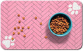 Dog Food Mats,Cat Absorbent Water Bowl Feeding Mats Pet Placemats for Food and Water Pink Wood 12 * 20 inch