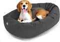 Majestic Pet 32 Inch Suede Calming Dog Bed Washable 32x23x7 (Inch) – Cozy Soft Round Donut Dog Bed with Spine Support for Dogs to Rest Their Head - Pet Bed Medium – Gray (2025)