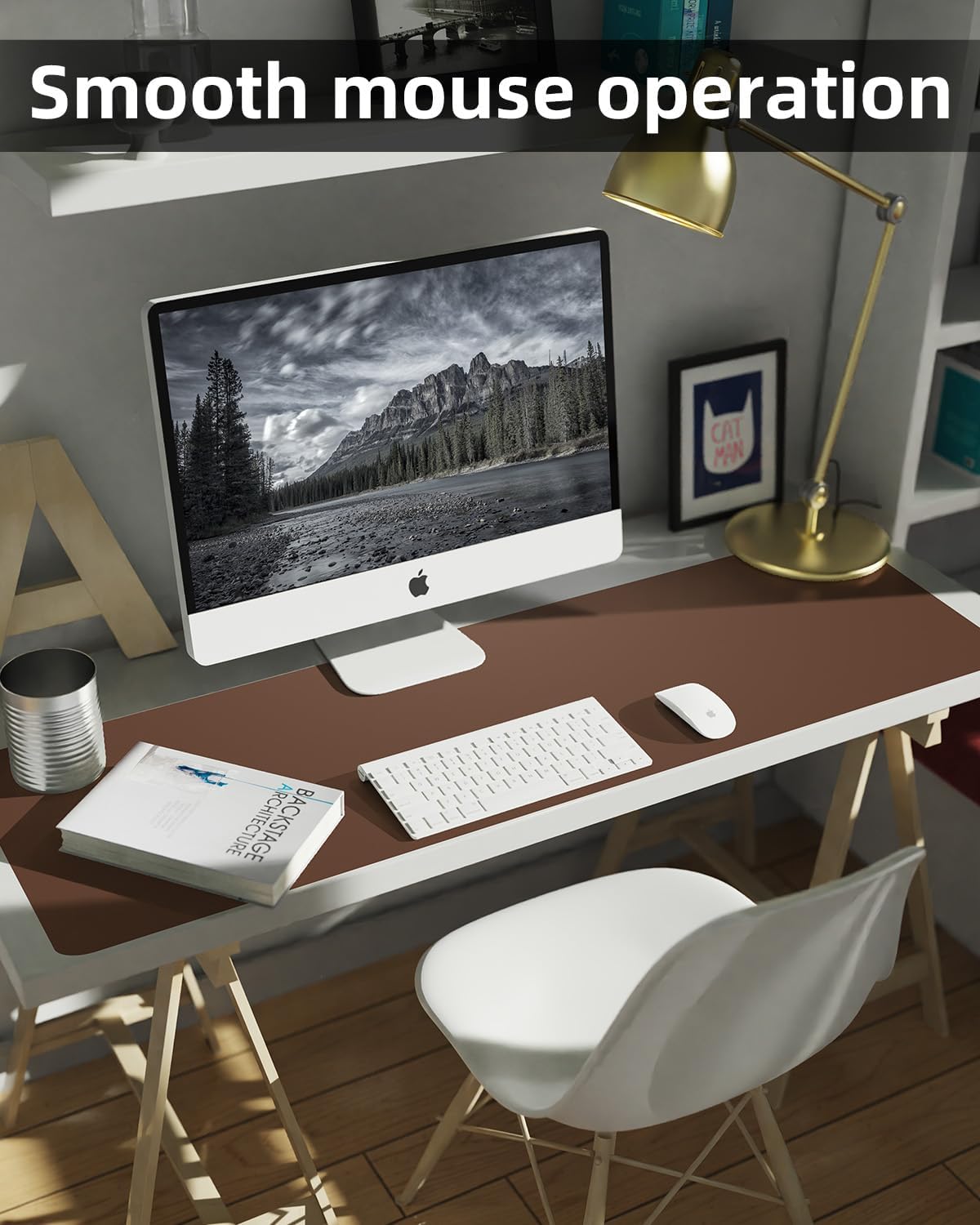 Desk mat Large, Leather Desk Pad Protector,Office Desk Mat,Mouse Pad, Non-Slip Desk Blotter, Laptop Desk Pad, Waterproof Desk Writing Pad for Office&Home (Coffee, 48" x 24")