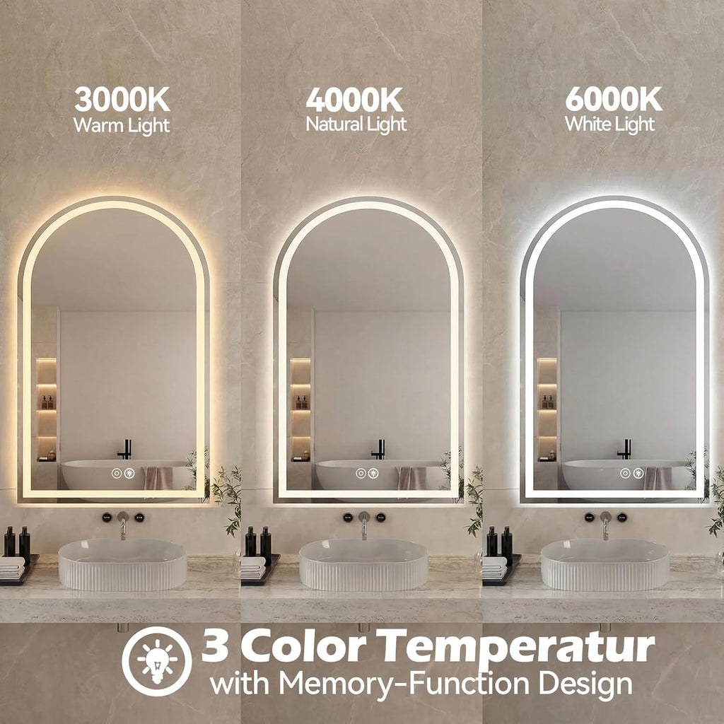 Simple Deluxe 24x32 inch Arched Mirror for Bathroom Vanity Mirror or Wall Decor, Arch Mirror Brushed Metal Frame, Wall Mounted Mirror for Bathroom LivingRoom Bedroom Entryway(24''×32'')