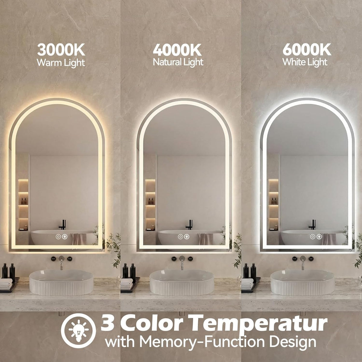Simple Deluxe 24x32 inch Arched Mirror for Bathroom Vanity Mirror or Wall Decor, Arch Mirror Brushed Metal Frame, Wall Mounted Mirror for Bathroom LivingRoom Bedroom Entryway(24''×32'')