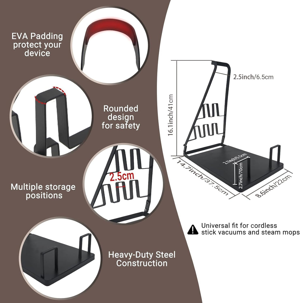 No Installation Required-Vacuum Stand,Storage Stand Docking Station Holder,Stable Metal Storage Bracket Stand Holder,Compatible with Dyson, Eureka,Tineco and Most Stick Vacuum(Black)