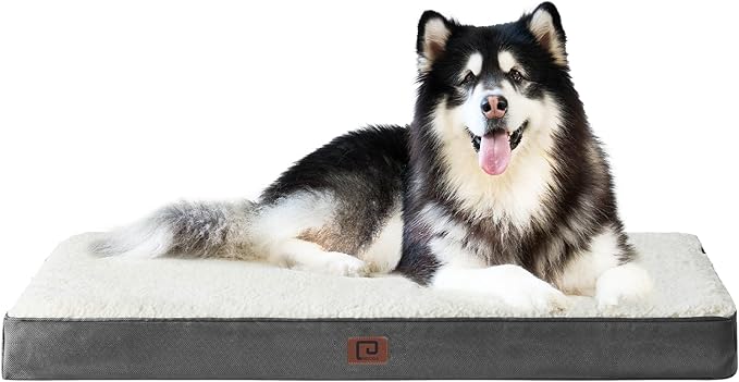 EHEYCIGA Orthopedic XXL Dog Beds for Jumbo Dogs with Removable Washable Cover for Crate, Beige, 47x29