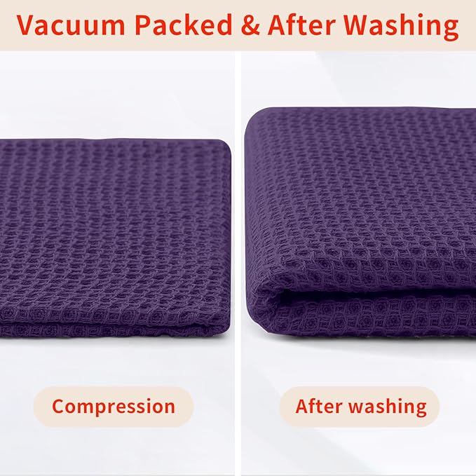 Homaxy 100% Cotton Kitchen Towels and Dishcloths Set, 12 x 12 Inches and 13 x 28 Inches, Set of 8 Bulk Kitchen Towels Set, Ultra Soft Absorbent Dish Cloths for Washing Dishes, Eggplant