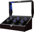 Watch Winder for 12 Storages, Wood Piano Paint Shell+ Extremely Silent Motors, with Soft Flexible Watch Pillow, Built-in Illumination (Pine Bark Pattern)