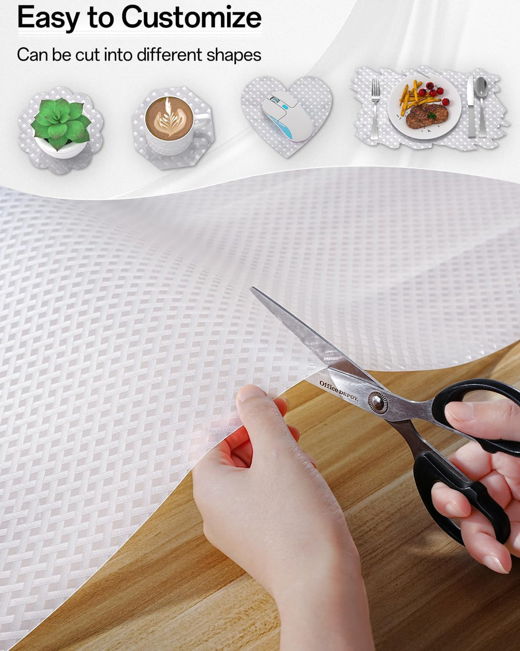 Shelf and Drawer Liner for Kitchen Cabinet, Non-Adhesive 12in x 120in Waterproof Contact Paper Refrigerator Liners Thickened Durable EVA Material Non Slip Mat for Dresser Cupboard Pantry Protector