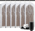 TAILI Hanging Vacuum Sealer Suction Space Saver Storage Bags for Clothes with Electric Air Pump And Rolling Slide Clip for Coats, Closet Organizers, 6 Long