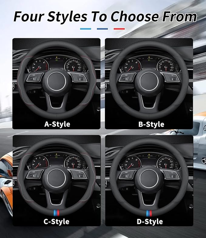 Custom-Fit Leather Car Steering Wheel Cover for Buick, D-Style, Non-Slip, Breathable