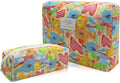 2PC Makeup Bag Set, Cute Cosmetic Bag for Women Girls, Floral Coquette Aesthetic Toiletry Bag, Travel Make Up Organizer Bag (Graffiti-Colored)