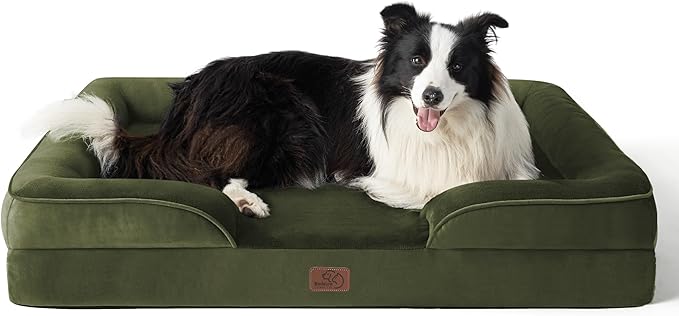 Bedsure Orthopedic Dog Beds Large Sized Dog - Washable Large Dog Cat Bed Waterproof, Comfort Dogs Couch Sofa with Washable Removable Cover, Pet Bed with Nonskid Bottom, Moss Green, 35"