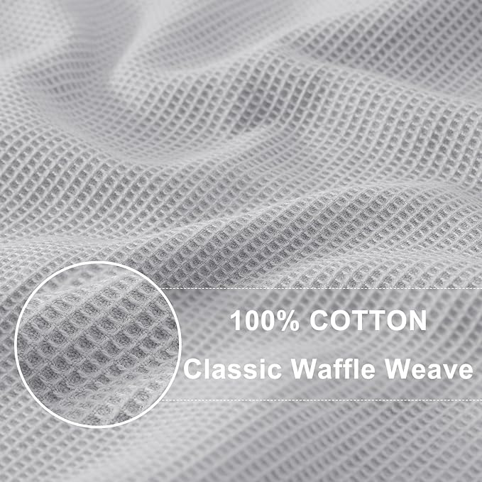 Homaxy 100% Cotton Waffle Weave Kitchen Towels - 8 Pack Soft and Absorbent Dish Towels - 16 x 26 Inches Quick Dry Hand Towels - Light Grey