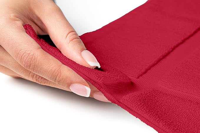 Ample Decor Bath Mats 100% Cotton 34 X 20 Inches, Oeko Tex Certified 1350 GSM Solid Construction Thick & Plush, Super Absorbent for Bathroom Floor, Shower – Red