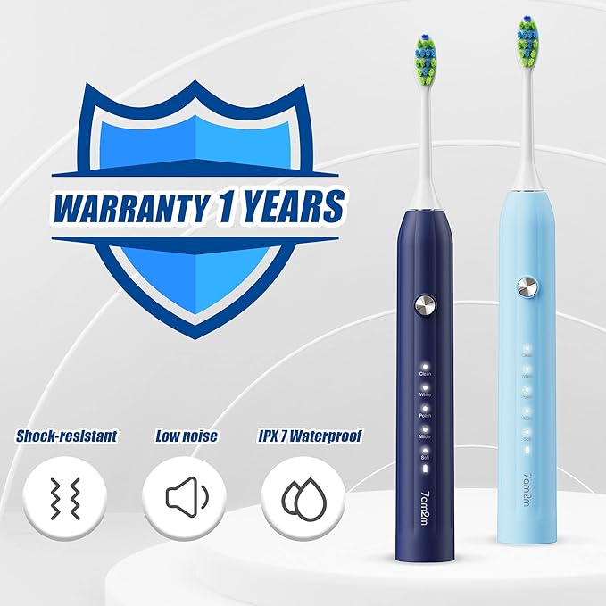 7AM2M Rechargeable Sonic Electric Toothbrush 2 Pack, Soft Toothbrushes