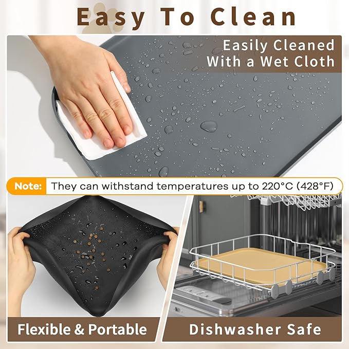 Smilool Silicone Pet Food Mat with Raised Edge for Food and Water Bowl, Dog Feeding Mats, Cat Food Trays for Floor Waterproof, Rubber Tray for Dogs and Cats, 22 x 14 x 0.8 Navy Blue