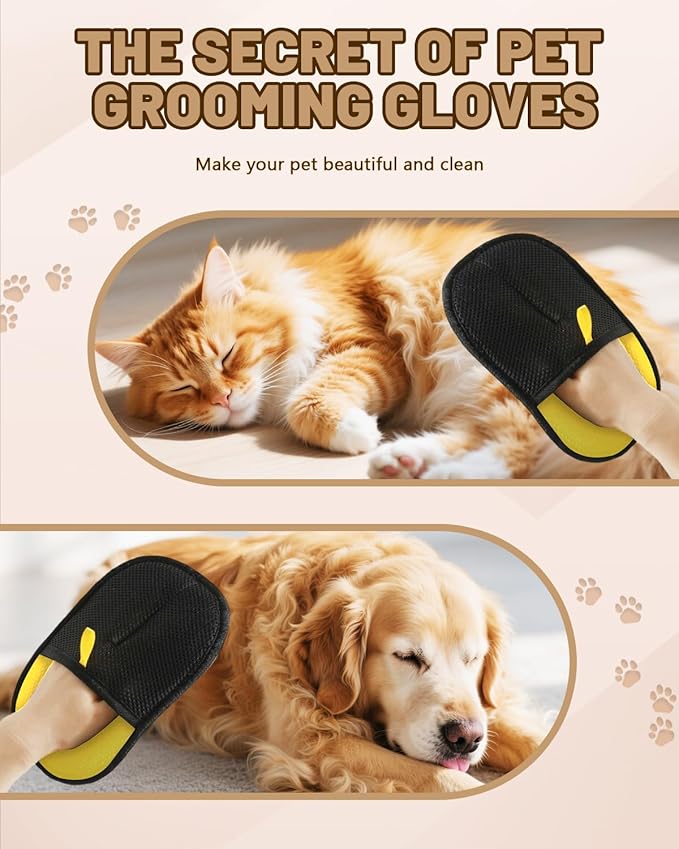 2Pcs Electrostatic Pet Hair Remover Glove for Dogs & Cats Newly Upgraded 2-in-1 Reusable Electrostatic Pet Hair Remover Tool Multipurpose Grooming and Massage Gloves for Clothing Couch Carpet Car Seat