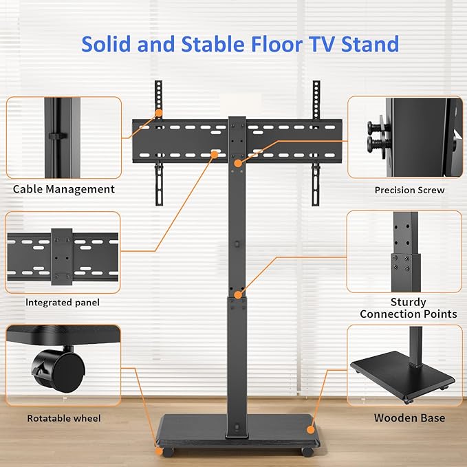 Afaloona Rolling TV Stand, Portable Mobile TV Stand