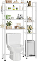 Simple Trending 8 Tier Over The Toilet Storage with Side Rack, Bathroom Organizer Metal Shelves for Towels, White