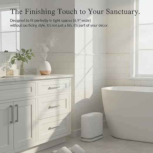 MUEE Dog Proof Trash Can, 3 Gallon Slim Bathroom Trash Can