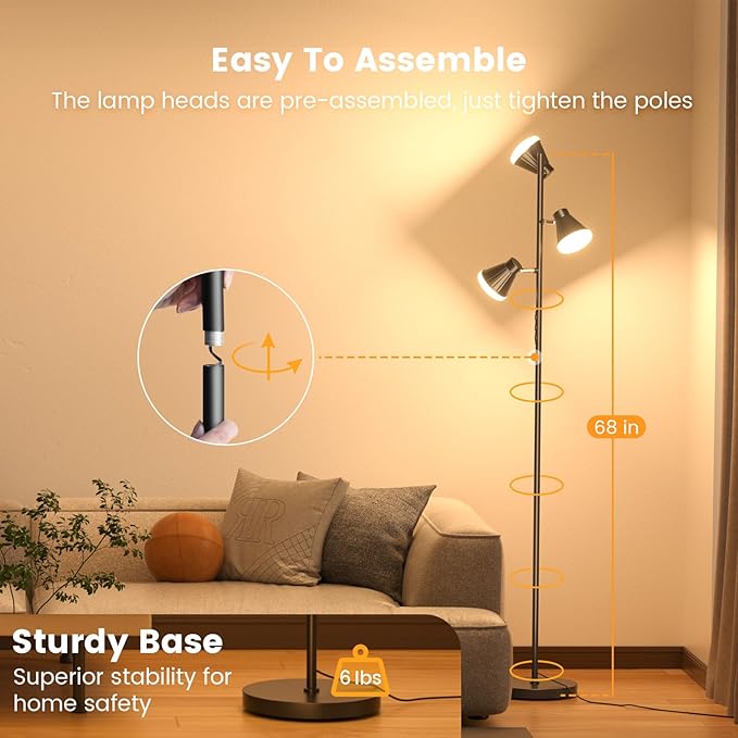 SIBRILLE RGB Floor Lamp, 36W LED Dimmable Standing Lamp