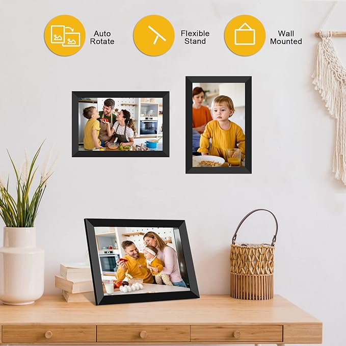 FRAMEO Digital Photo Frame WiFi 32GB 10.1 Inch 1280x800 IPS Touch Screen