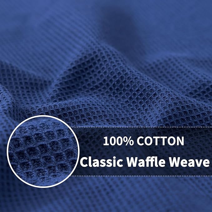 Homaxy 100% Cotton Waffle Weave Dish Cloths - 6 Pack Soft and Absorbent Dish Towels - 12 x 12 Inches Quick Dry Dish Rags - Navy Blue