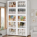 1000Qt Stackable Storage Bins with Lid and Wheel, 250Gal Plastic Closet Organizer and Storage Drawer, Large Collapsible Storage Box Cabinet with Clear Door for Home Kitchen Office, 5Pack White