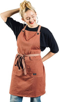 Caldo Crossback Kitchen Apron for Cooking - Mens and Womens Professional Chef or Server Bib Apron - Adjustable Crossback Style - Rustic- Midweight Cotton (Terracotta)