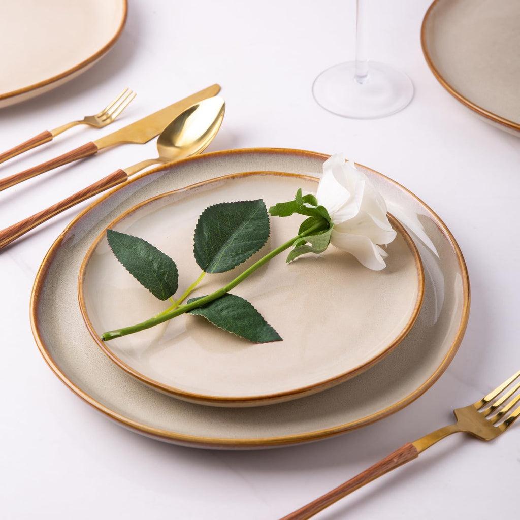 AmorArc Ceramic Plates Set of 6, 8.5 Inch Handmade Reactive Glaze Stoneware Plates set for Dessert, Salad, Appetizer, Small Dinner Plates, Microwave&Dishwasher Safe, Scratch Resistant