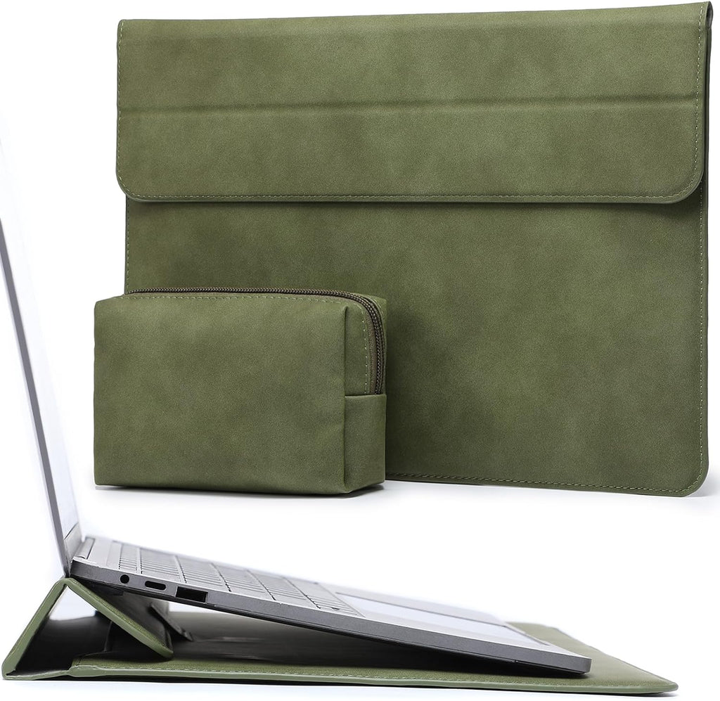 HYZUO 15-16 Inch Laptop Sleeve Case with Stand Feature for MacBook Pro 16 M4/M3/M2/M1 Pro/Max 2025-2019, XPS 15, MacBook Pro 15 2015-2012, Samsung Galaxy Book Flex/Pro 15, Olive Green