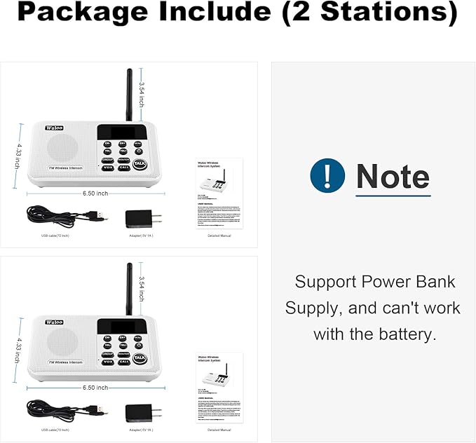 Wuloo Intercoms Wireless for Home 1 Mile Range 22 Channel 100 Digital Code