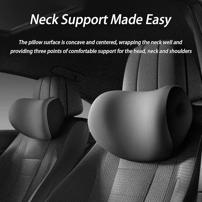Car Lumbar Support Pillow and Car Neck Pillow Kit for Cadillac ATS V 2016 2017 2018 2019, Car Seat Neck Back Rest Pillows, Ergonomic Car Seat Headrest & Lumbar Cushion,B Grey