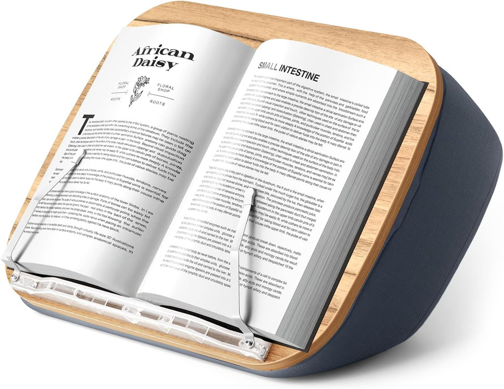 Lap Beanbag Book Stand for Hands Free Reading Comfortable Reading Pillow Stand Minimize Neck Strain Perfect Idea for Book Lovers in Dorm Room or Anywhere Else with Bookseat(Gray)