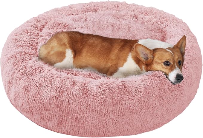 JOLLYVOGUE Dog Bed, Calming Anti-Anxiety Large Dog Bed, Fluffy Donut Cushion for Medium and Large Pets (27"/30"/36")
