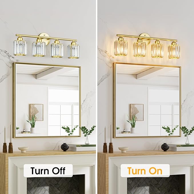 FDPBY Modern 4 Light Crystal Vanity Light, Compatible