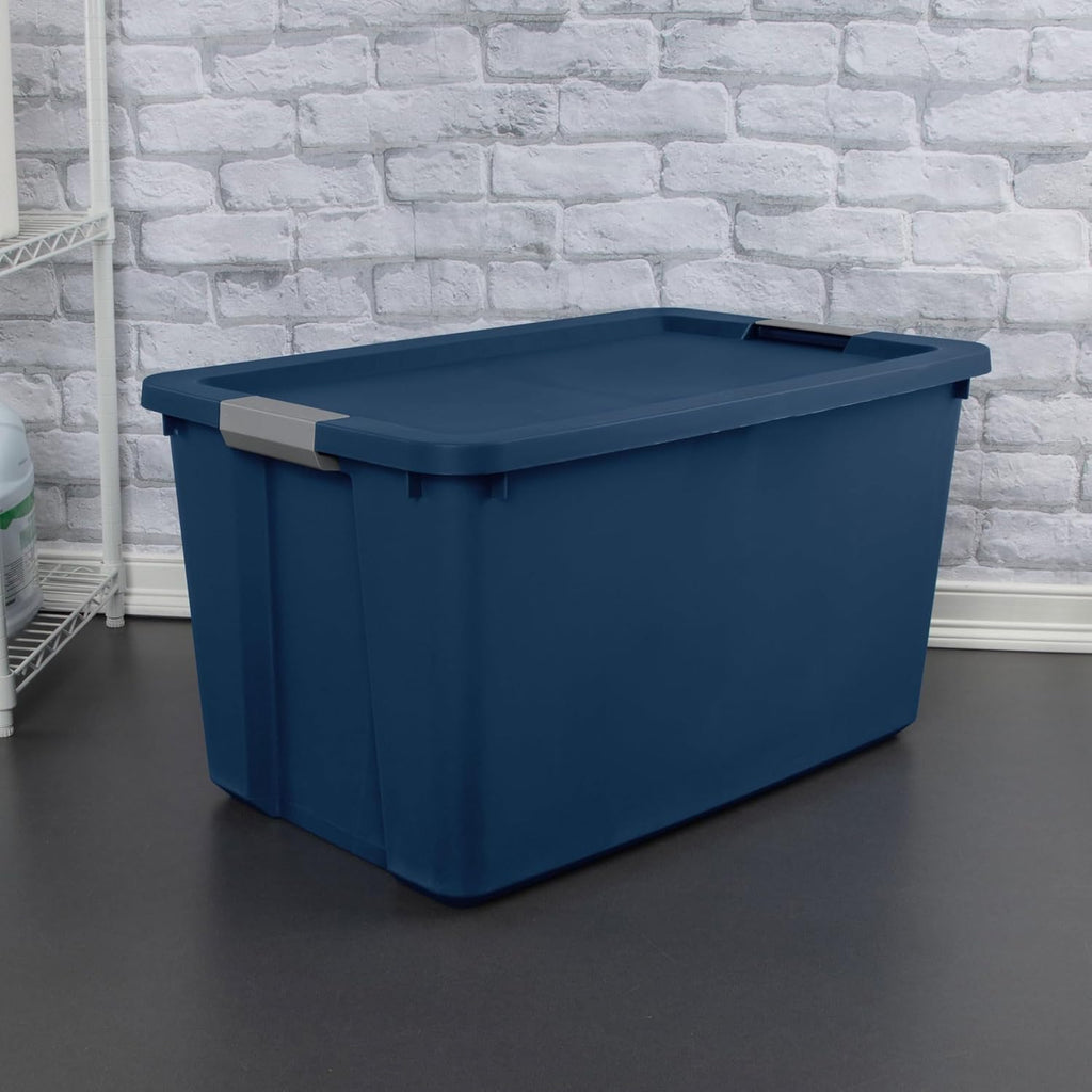 (2 Pcs) 34 Gallon Large Storage Bins with Latch Lids,Not Clear Heavy-Duty Large Totes, For Home and Garage Organization,Blue