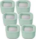 Caraway 6pc Food Storage Container Set - 1.75 Cup Glass Storage Container for Food (6) - Non-Toxic Ceramic-Coated Glass - Air Release Technology - Compact & Stackable Design - Mist