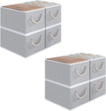 Closet Storage Bins, Linen Closet Organizers and Storage Basket for Shelves, Collapsible Shelf Baskets for Organizing Shelves, Bedroom Clothes Basket, Gray, 8 Pack