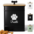 Dog Treat Container Airtight - 6 Inch Wide x 8 Inch Tall Iron Dog Treat Jar for Kitchen Counter with Airtight Bamboo Lid - 12 Cup Capacity Pet Treat Container - Doggie Cookie Jar - Big Treats Canister