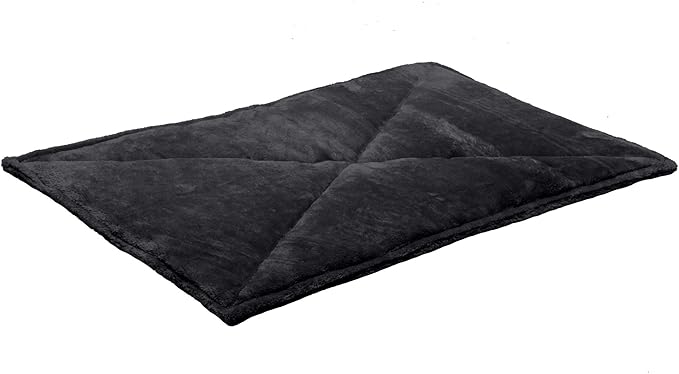 Furhaven ThermaNAP Self-Warming Cat Bed for Indoor Cats & Large/Medium Dogs, Washable & Reflects Body Heat - Quilted Faux Fur Reflective Bed Mat - Black, Large