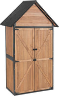 GUTINNEEN Shed Outdoor Storage Upgraded with Durable Metal Frame Garden Shed Tool Storage Cabinet with Wooden Floor Adjustable Shelfs 2.5 x 1.4FT （Brown）