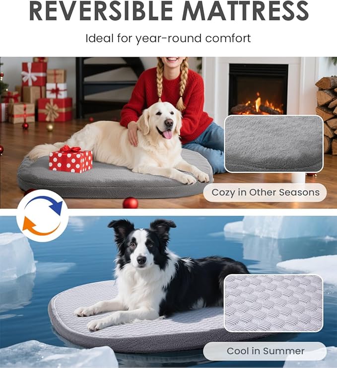 bilypaws Orthopedic Dog Bed for Large Dogs, Pet Sofa Bed with Egg Crate Foam, 4-Sided Bolster, Removable Washable Cover & Anti-Slip Bottom, XX-Large Dark Gray
