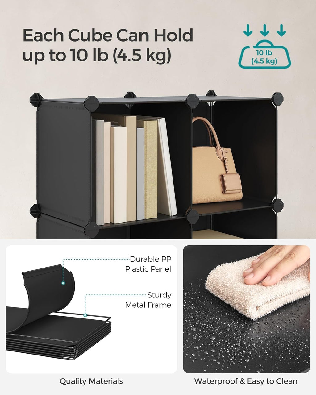 SONGMICS Cube Storage Organizer, 12-Cube Closet Storage Shelves, Modular Bookcase, Black ULPC34HV1