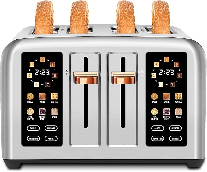 SEEDEEM Toaster 4 Slice, Stainless Steel, Touch Screen