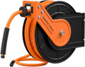 Giraffe Tools TA10B Air Hose Reel 25 ft Retractable Wall Mount Air Compressor Heavy Duty Steel Auto Rewind 300PSI, 25ft, Tangelo