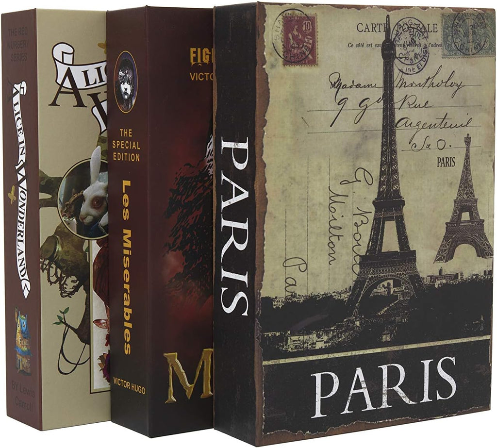 Real Paper Transfer Book Safe, Hollow with Secret Hidden Compartment, Key Lock, 8.7"×6"×2" (Les Miserables-Key)