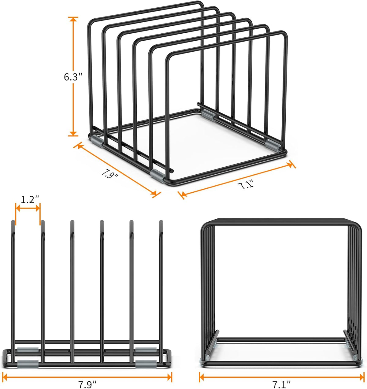 Cutting Board Organizer, [2-Pack] Kitchen Cabinet Organizer, Divided Rack with 5 Slots for Baking Trays, Cutting Boards - Cookie sheet Organizer Inside Cabinet, Baking Sheets Holder (Large)