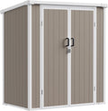 5x3 ft Outdoor Storage Shed with Floor, All-Weather Resin Tool Shed with 2 Shelves, Heavy-Duty Garden Shed for Yard, Bicycle, and Lawn Equipment, Easy Assembly, Warm Gray