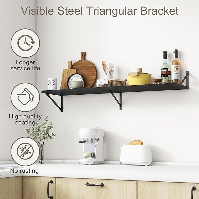 12 Inch Deep Floating Shelves, Deep Wall Shelves Bracket Set of 2, Large
