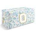 Personalized Quilted Cosmetic Bag, Puffy Monogrammed Christmas Birthday Gifts for Women & Girls, Cute initial Floral Makeup Bag Puffer Coquette Bag, Aesthetic Travel Toiletry Zipper Pouch(Blue,O)